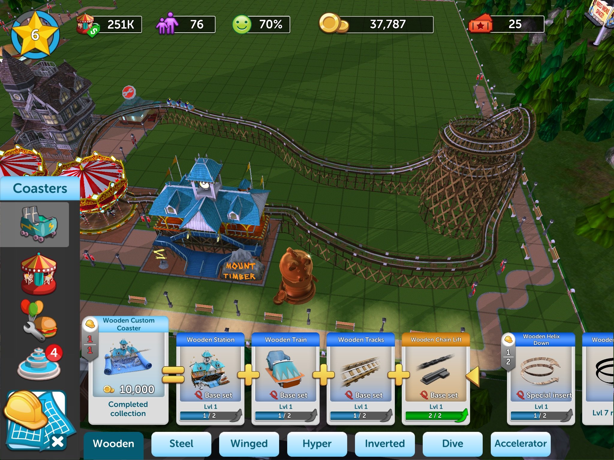RollerCoaster Tycoon Touch Coaster Options