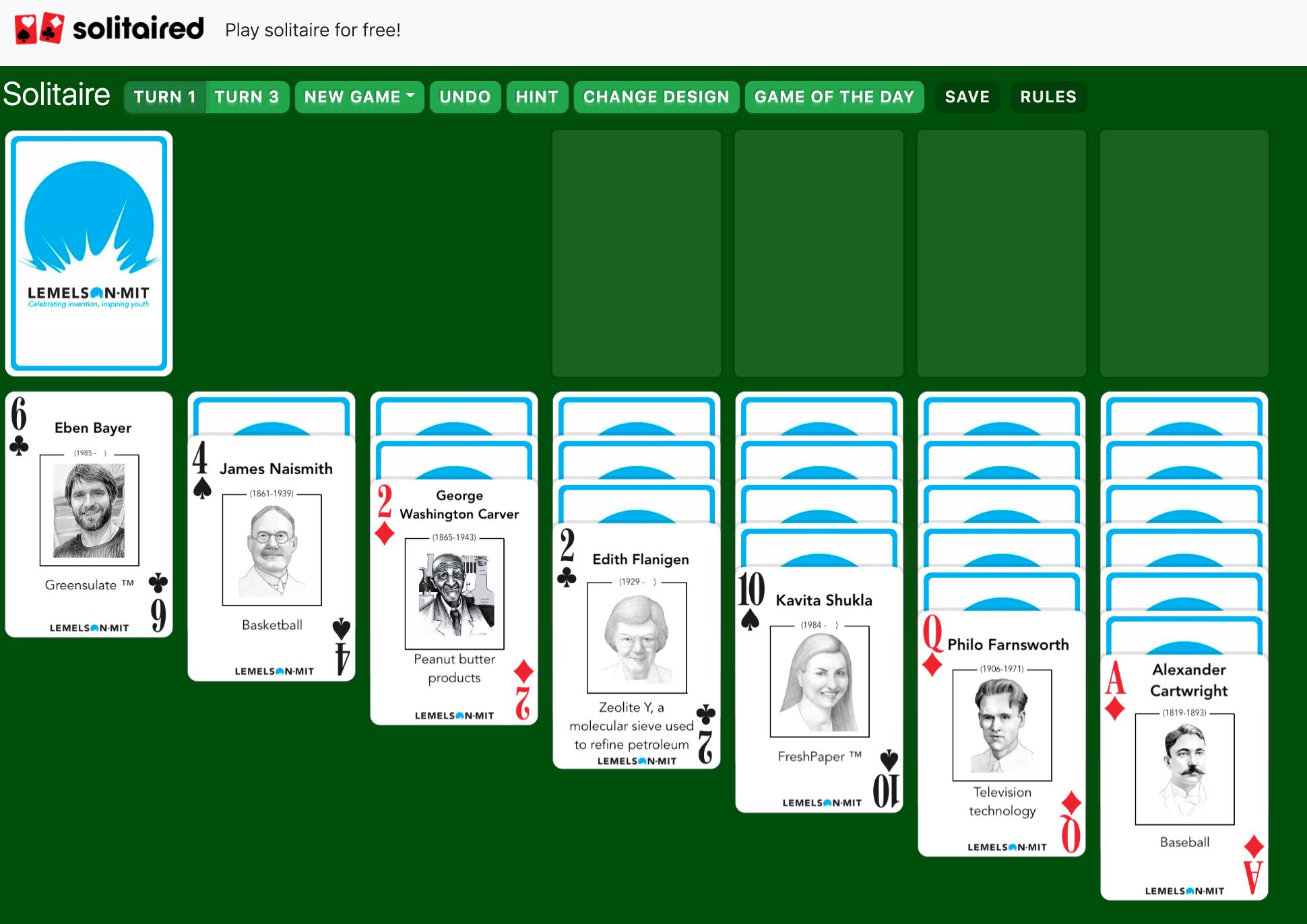 Sort Cards, Learn About Inspirational People with Solitaire Compendium Solitaired
