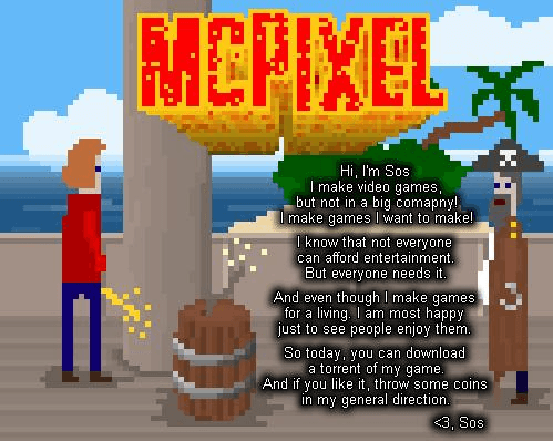 McPixel developer: “deeming Piracy as theft is wrong.” [interview]