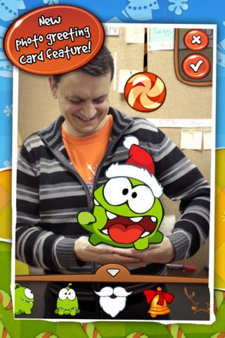 Make your own Om Nom Christmas Card in Cut the Rope: Holiday Gift update