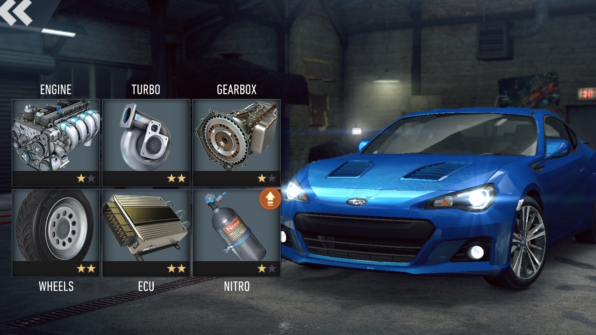 Need for Speed: No Limits Parts Screen