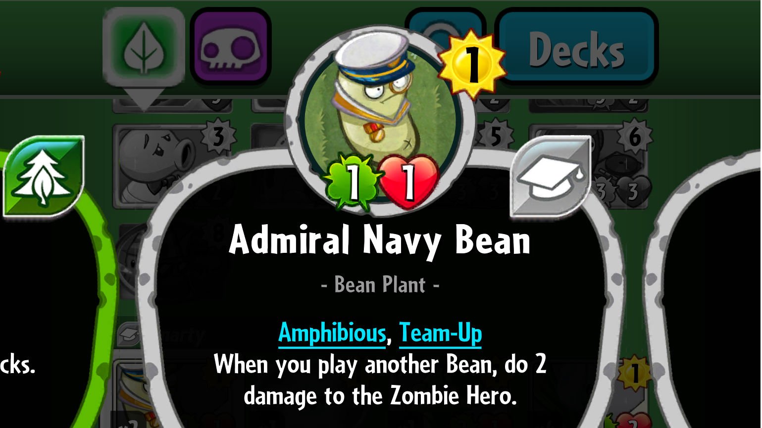 Plants vs. Zombies Heroes Admiral Navy Bean