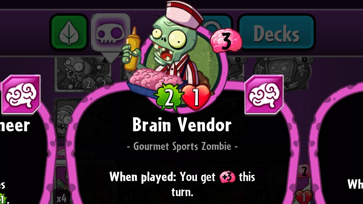 Plants vs. Zombies Heroes Brain Vendor