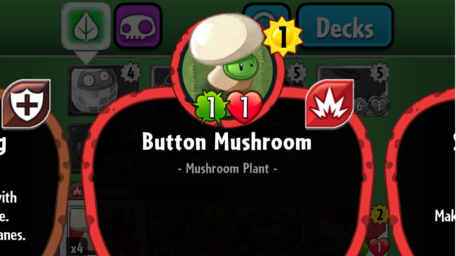 Plants vs. Zombies Heroes Button Mushroom