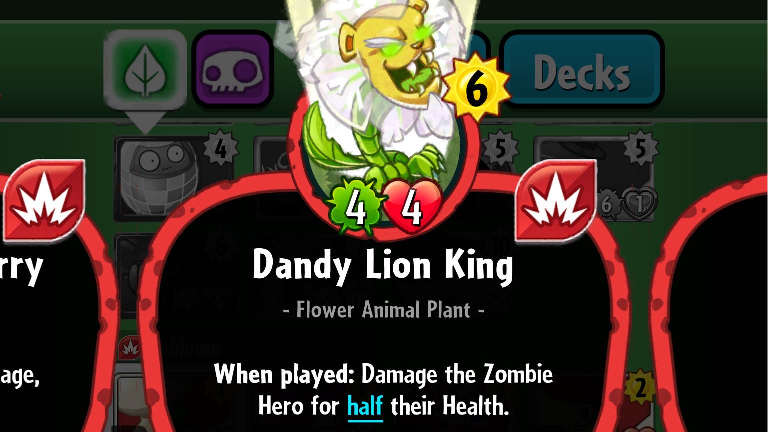 Plants vs. Zombies Heroes Dandy Lion King