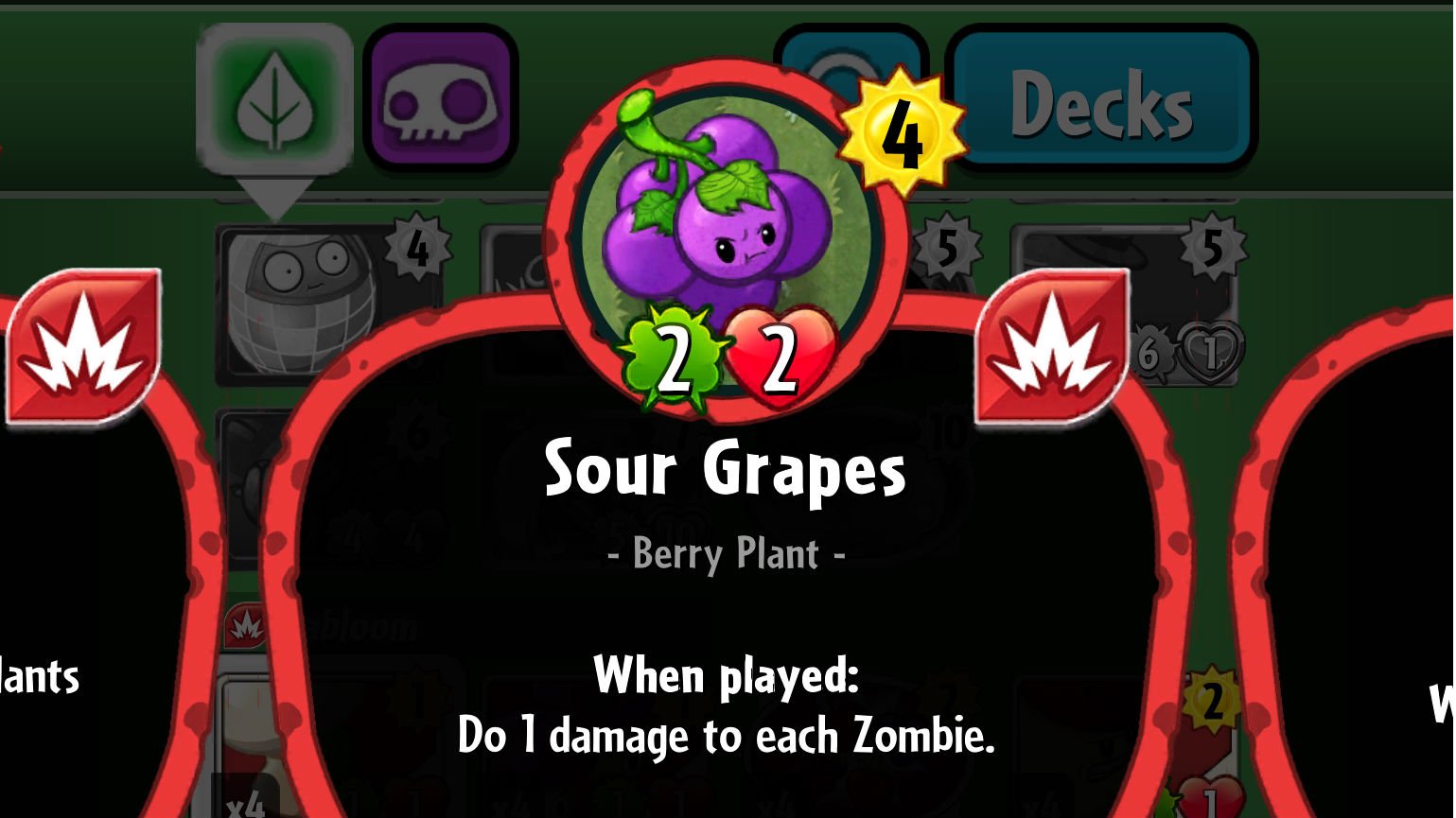 Plants vs. Zombies Heroes Sour Grapes