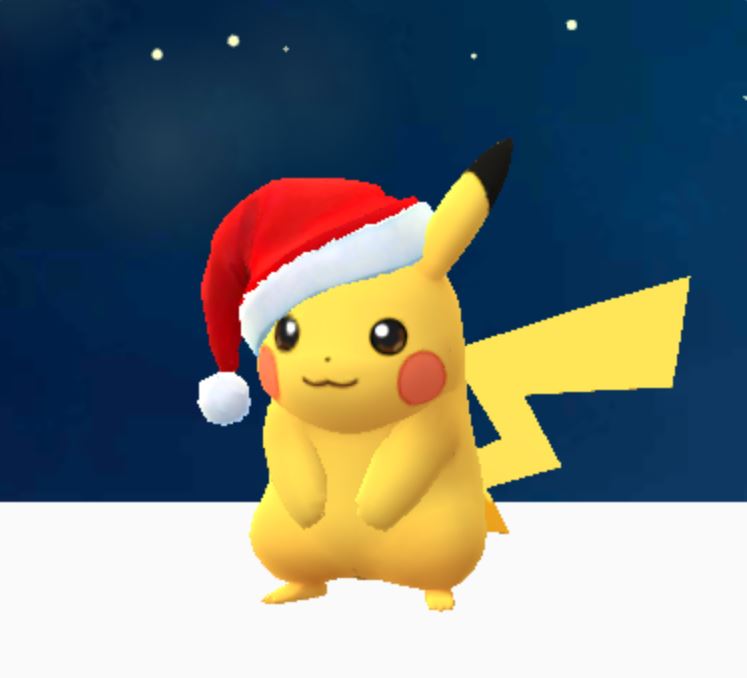 Santa hat pikachu in Pokemon GO's holiday event