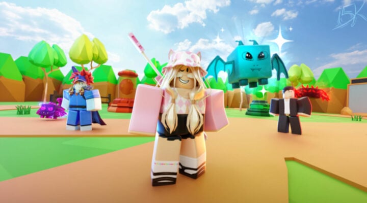 Roblox characters in Clicker Simulator.