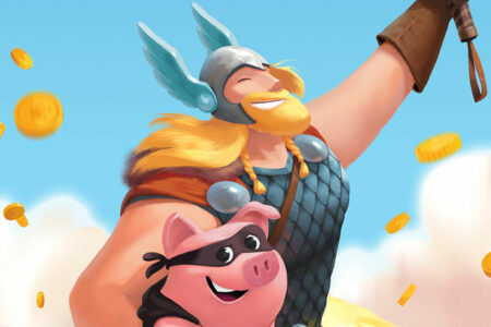 Thor hugs a pig in a mask in Coin Master.