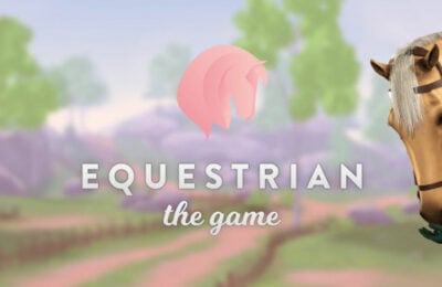 A horse trainer patting a horse in Equestrian the Game