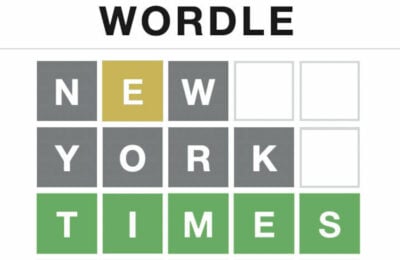 A Wordle board displaying New York Times