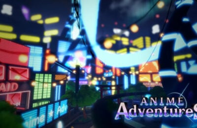 A night city scene in Anime Adventures.