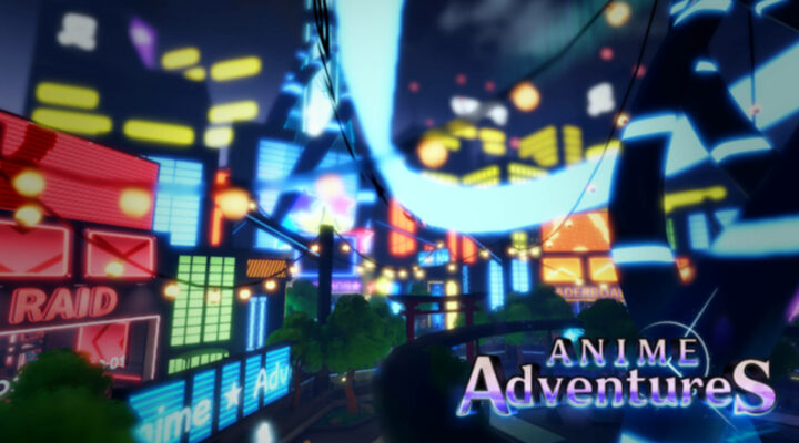 A night city scene in Anime Adventures.