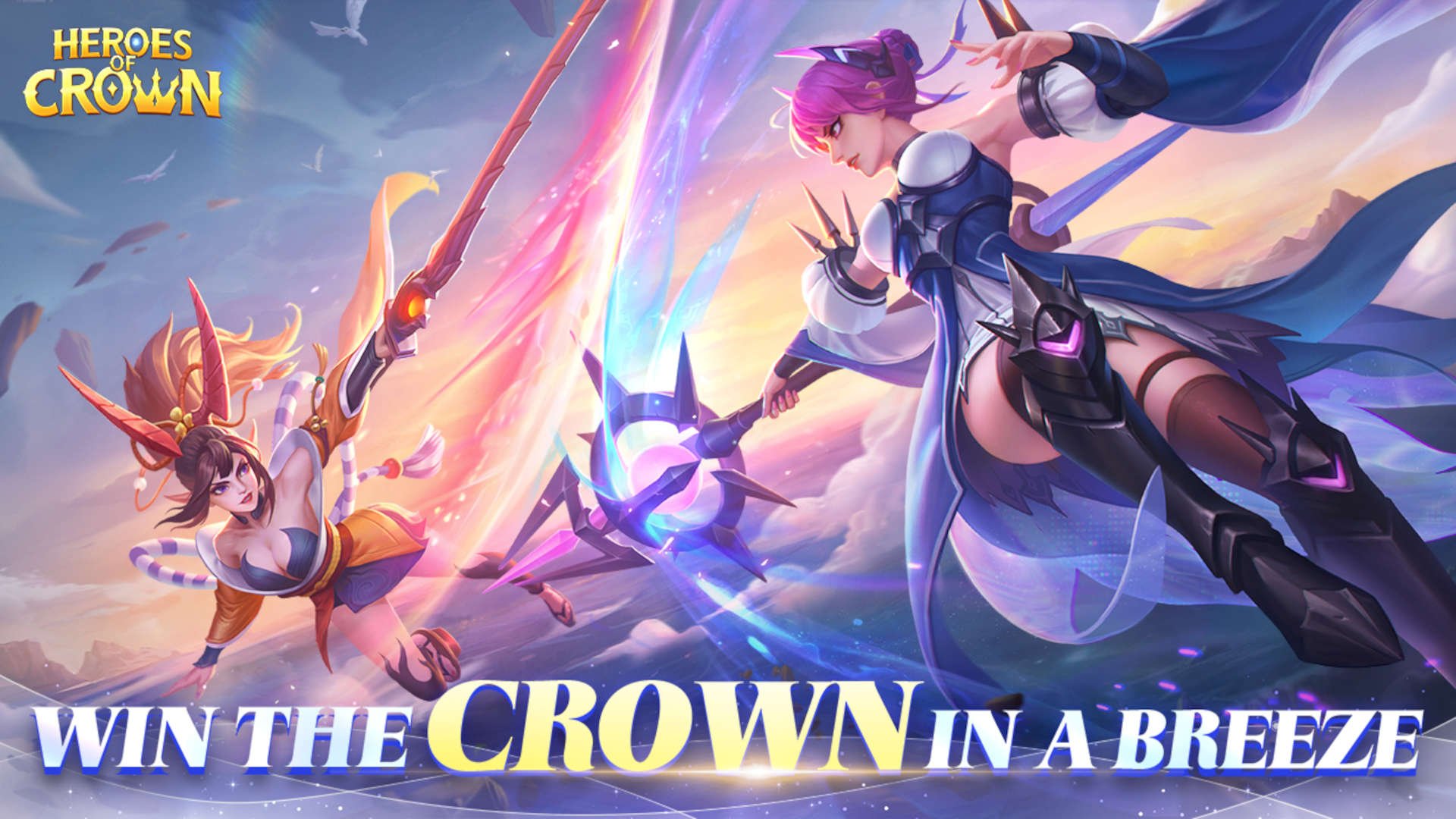 Heroes of Crown characters and logo