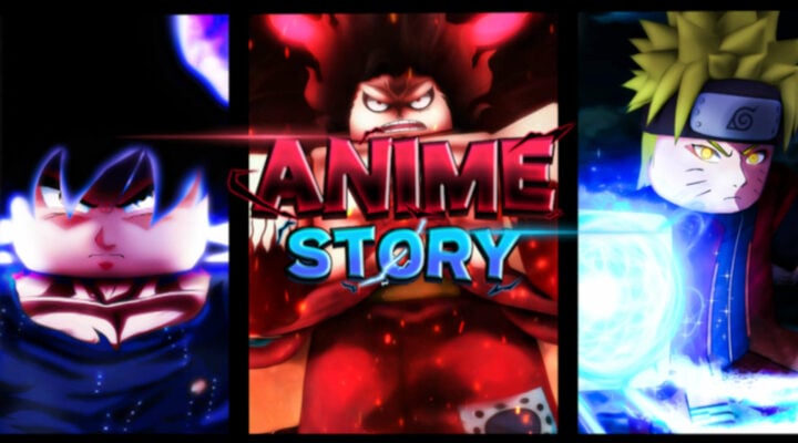 Anime Story characters and logo
