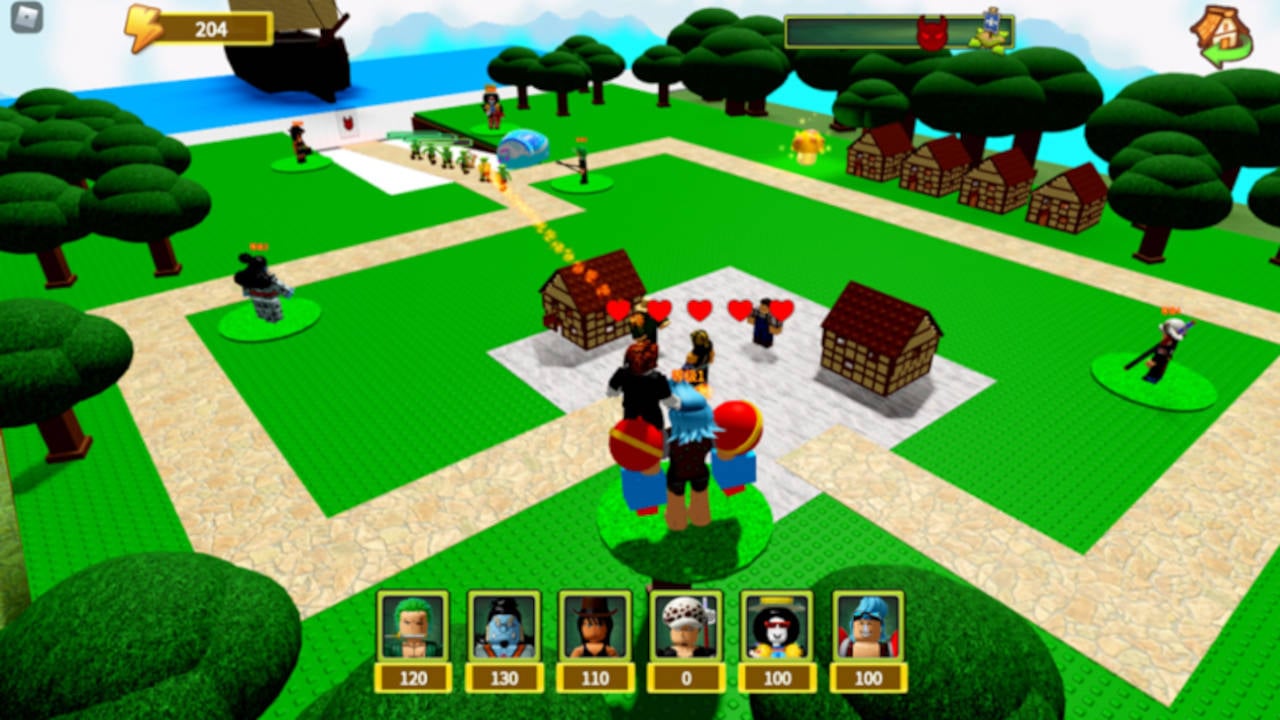 A gameplay scene in One Piece Tower Defense