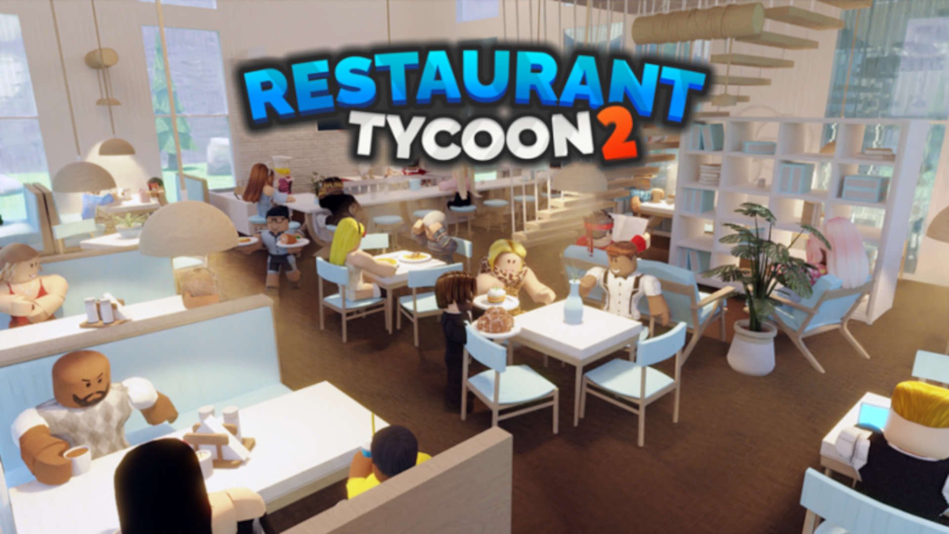 Restaurant Tycoon 2 logo and a restaurant scene