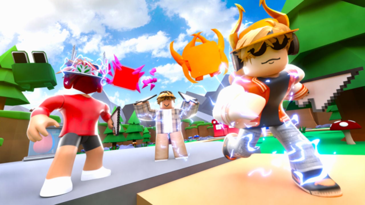 Roblox characters chilling out in Clicker Party Simulator