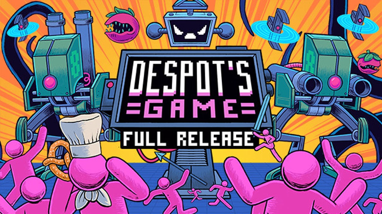 Featured image for Despot's Game Review - a poster, which has the humans from the game desperately fleeing from the monsters.
