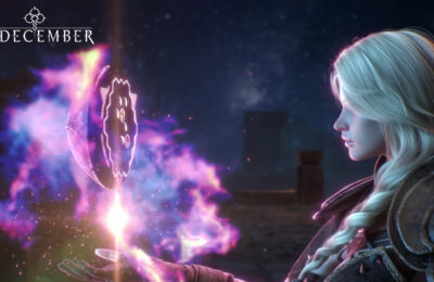 The featured image for our Undecember unique items article, featuring a character looking at a alluminating bubble of energy floating infront of her.