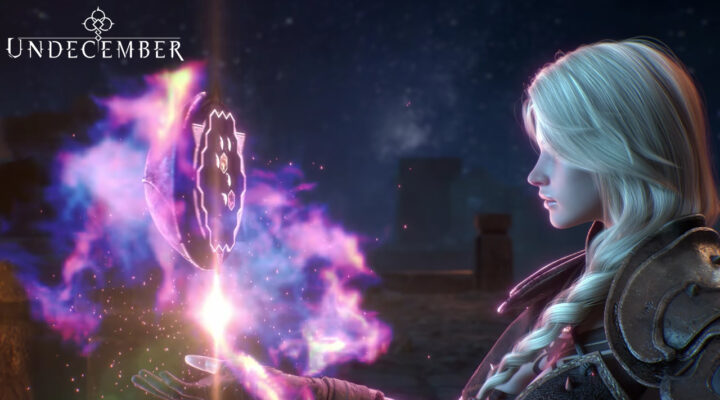 The featured image for our Undecember unique items article, featuring a character looking at a alluminating bubble of energy floating infront of her.