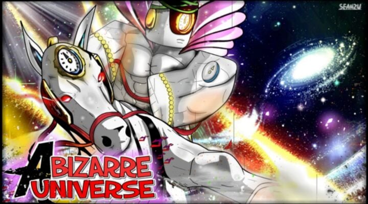 Our feature image for our A Bizarre Universe codes guide. It shows a Roblox version of the 'Made In Heaven' Stand character.
