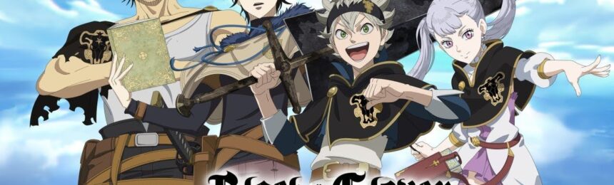feature image for our black clover mobile tier list guide, going from the left there are four characters from the black clover anime called yami sukehiro, yuno, asta and noelle silva