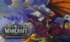 promotional image for the wow dragonflight expansion pack for our wow dragonflight tier list, there is a woman with a dragon stood on top of a cliff with snow mountains in the distance, the logo for the expansion is in the bottom left