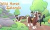 feature image for our wild horse islands codes guide, the image includes the wild horse islands logo and a cartoon style drawing of people on horses, surrounded by rocks, trees and green grass