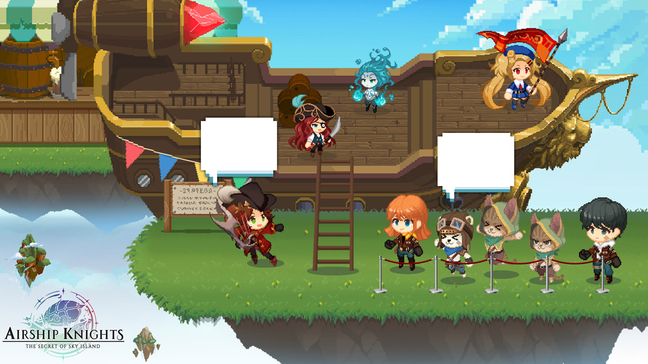 The featured image for our Airship Knights reroll guide, featuring the knights boarding their airship.