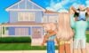 feature image for our berry avenue rp codes guide, the image features a roblox family with a baby looking upon their brand new blue house by the green grass