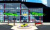 Feature image for our Car Dealership Tycoon codes guide. It shows a view from outside of a dealership, with cars on display.