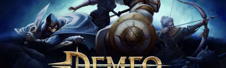 feature image for our demeo characters guide, the image features the game's logo as well as some illustrations of the game's classes