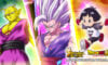 The featured image for our Dragon Ball Legends codes guide, featuring three Dragon Ball characters in filling up their own third of the picture.