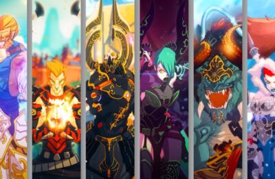 Feature image for our Duelyst 2 challenges guide. It shows the Duelyst 2 generals stood in divided sections.