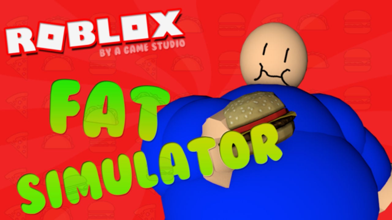Fat Simulator character eating a burger.