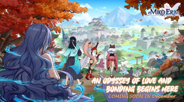 The featured image for our Miko Era: Twelve Myths tier list, feautring a group of girls gazing upon a beautiful valley.