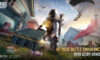 The featured image for our Pubg Mobile update guide, featuring a Pubg Mobile character opening a crate on the ground as other characters parachute in the background.
