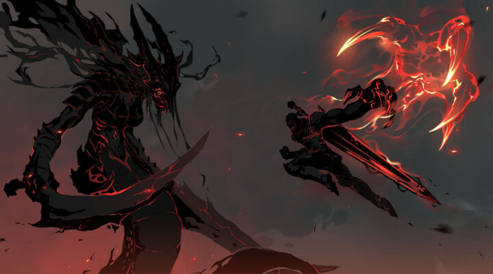 Shadow of Death 2 characters battling.
