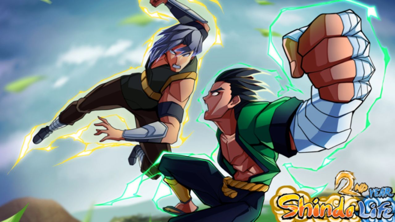 feature image for our blaze private server codes guide, the image features the shindo life logo as well as two characters taking part in a battle against each other