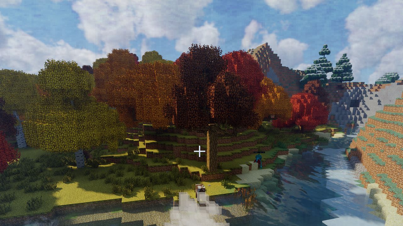 Feature image for our RLCraft guide. It shows a landscape in RLcraft, with water and a krake nearby.