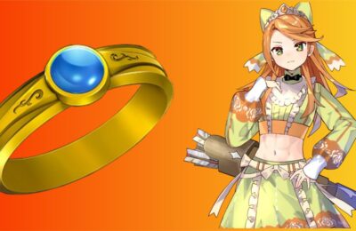 feature image for our fire emblem engage rings guide, the image features promo art for the character etie, as well as a photo of one of the rings from the game