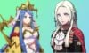 feature image for our fire emblem engage sp farming guide, the image features promo art for 2 characters called lumera and edelgard