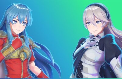 feature image for our fire emblem engage training battle guide, the image features the characters eirika and corrin
