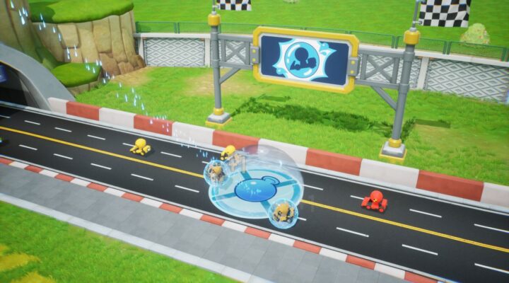 Feature image for out KartRider: Drift items guide. It shows several karts, with a few about to get caught in a bubble.