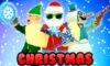 Feature image for our Nik's Murder Sandbox codes guide. It shows Santa, an elf, and a Snowman holding weapons and coin tokens.