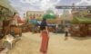 The featured image for our One Piece Odyssey Timeline guide, featuring a woman standing in a village square in a desert town.