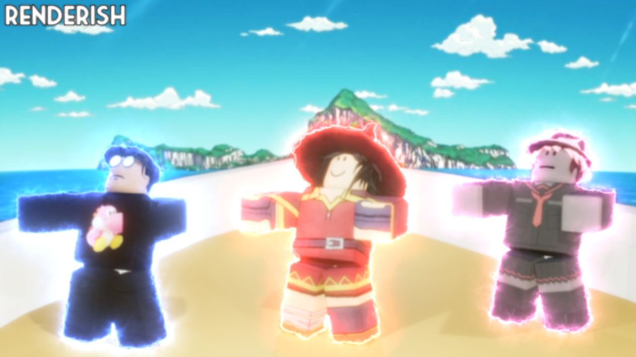 Feature image for our Stands Awakening tier list. It shows three Roblox characters re-enacting the boat dance scene from Jojo's Bizarre Adventure.