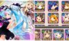 feature image for our valkyrie connect codes guide, the image features a screenshot from the game that showcases character icons, as well as anime style promo art of some of the characters