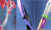 feature image for our valorant knife tier list, the image features 3 screenshots from the game of 3 knives